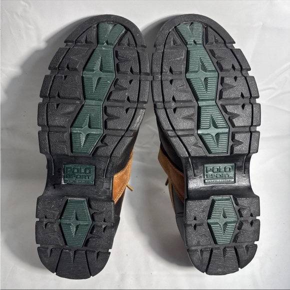 Y2K Vtg Polo Sport Ralph Lauren Leather Trail Shoes Men 10.5 D Brown Duck Toe - Picture 7 of 7